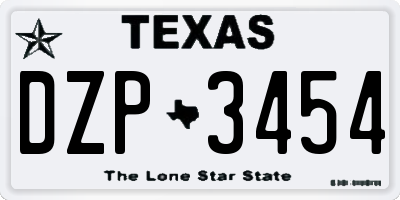 TX license plate DZP3454