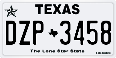 TX license plate DZP3458