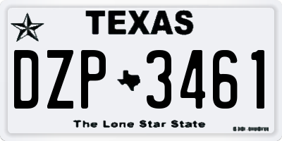 TX license plate DZP3461