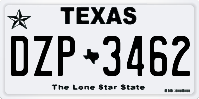 TX license plate DZP3462