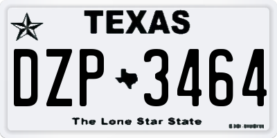 TX license plate DZP3464