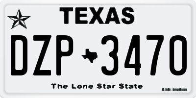 TX license plate DZP3470