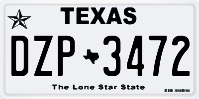 TX license plate DZP3472