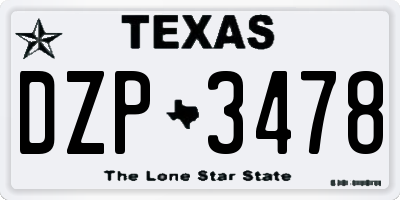 TX license plate DZP3478