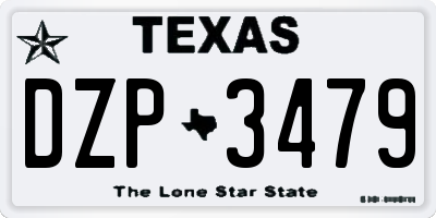 TX license plate DZP3479