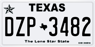 TX license plate DZP3482