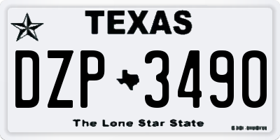 TX license plate DZP3490