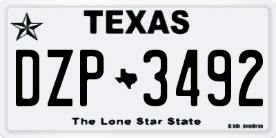TX license plate DZP3492