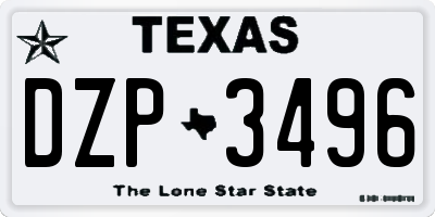 TX license plate DZP3496