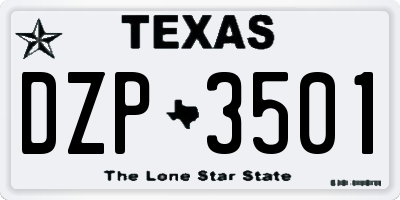 TX license plate DZP3501