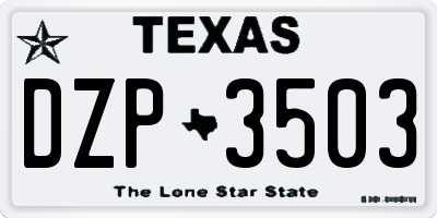 TX license plate DZP3503