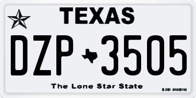 TX license plate DZP3505
