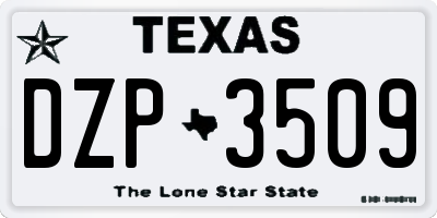 TX license plate DZP3509
