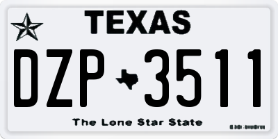 TX license plate DZP3511