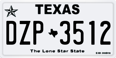 TX license plate DZP3512