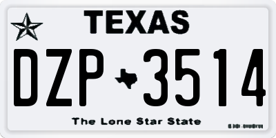 TX license plate DZP3514