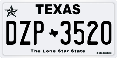TX license plate DZP3520