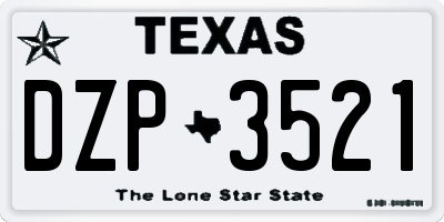 TX license plate DZP3521