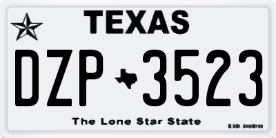 TX license plate DZP3523