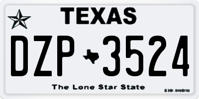TX license plate DZP3524