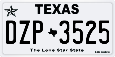 TX license plate DZP3525