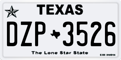 TX license plate DZP3526