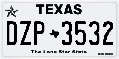 TX license plate DZP3532