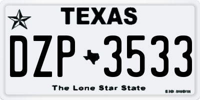 TX license plate DZP3533