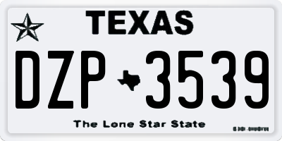 TX license plate DZP3539