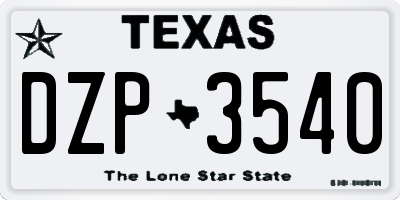 TX license plate DZP3540