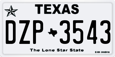 TX license plate DZP3543