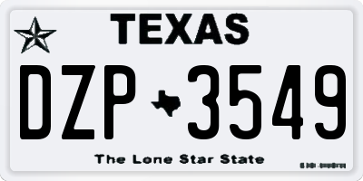 TX license plate DZP3549
