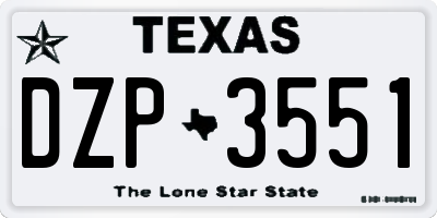 TX license plate DZP3551