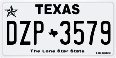 TX license plate DZP3579