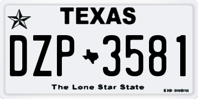 TX license plate DZP3581