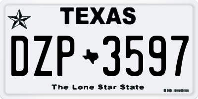 TX license plate DZP3597