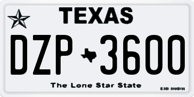 TX license plate DZP3600