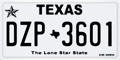 TX license plate DZP3601