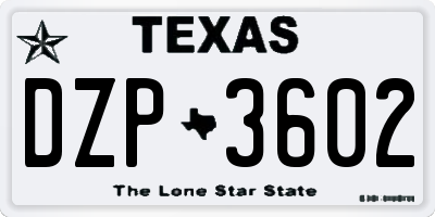 TX license plate DZP3602