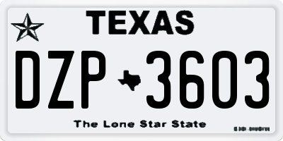 TX license plate DZP3603