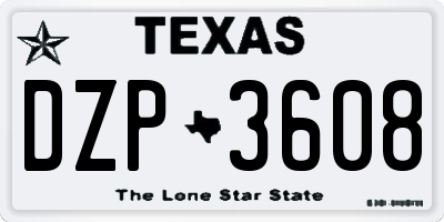 TX license plate DZP3608