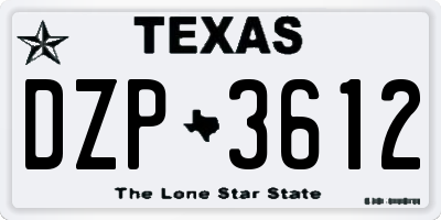TX license plate DZP3612