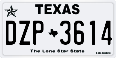 TX license plate DZP3614