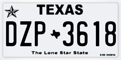TX license plate DZP3618