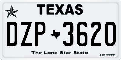 TX license plate DZP3620