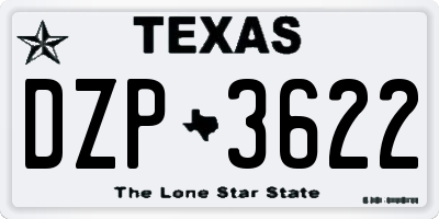 TX license plate DZP3622