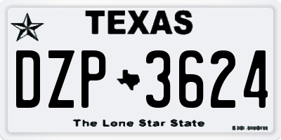 TX license plate DZP3624