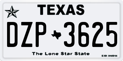 TX license plate DZP3625