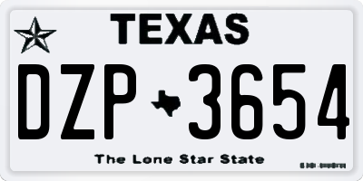 TX license plate DZP3654