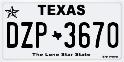 TX license plate DZP3670